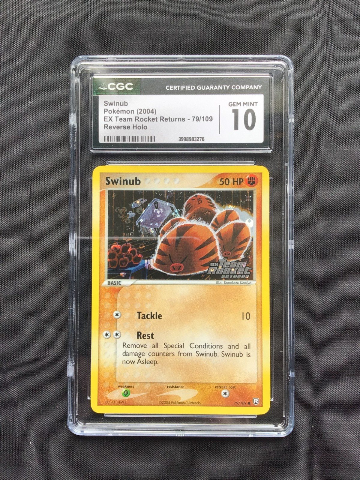 Pokemon Cards: EX Team Rocket Returns Reverse Holo: Swinub 79/109: CGC 10 – Photo 1
