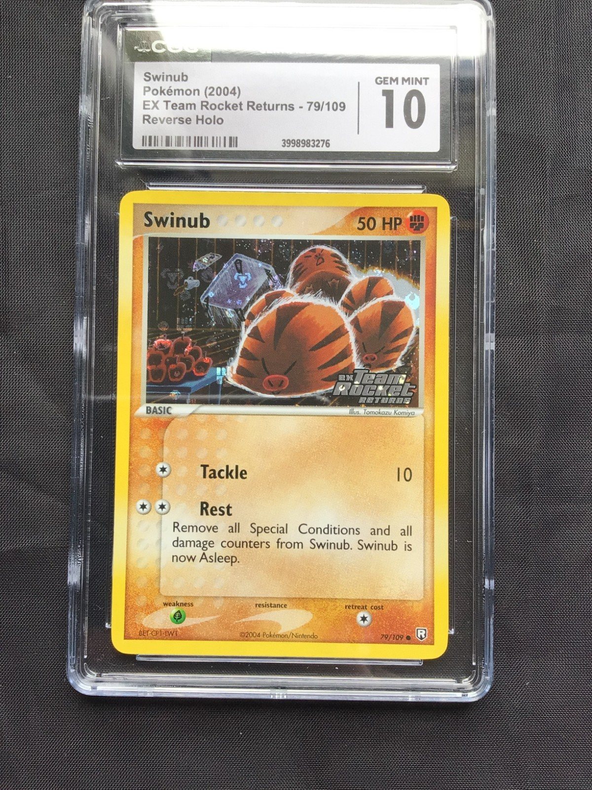 Pokemon Cards: EX Team Rocket Returns Reverse Holo: Swinub 79/109: CGC 10 – Photo 2