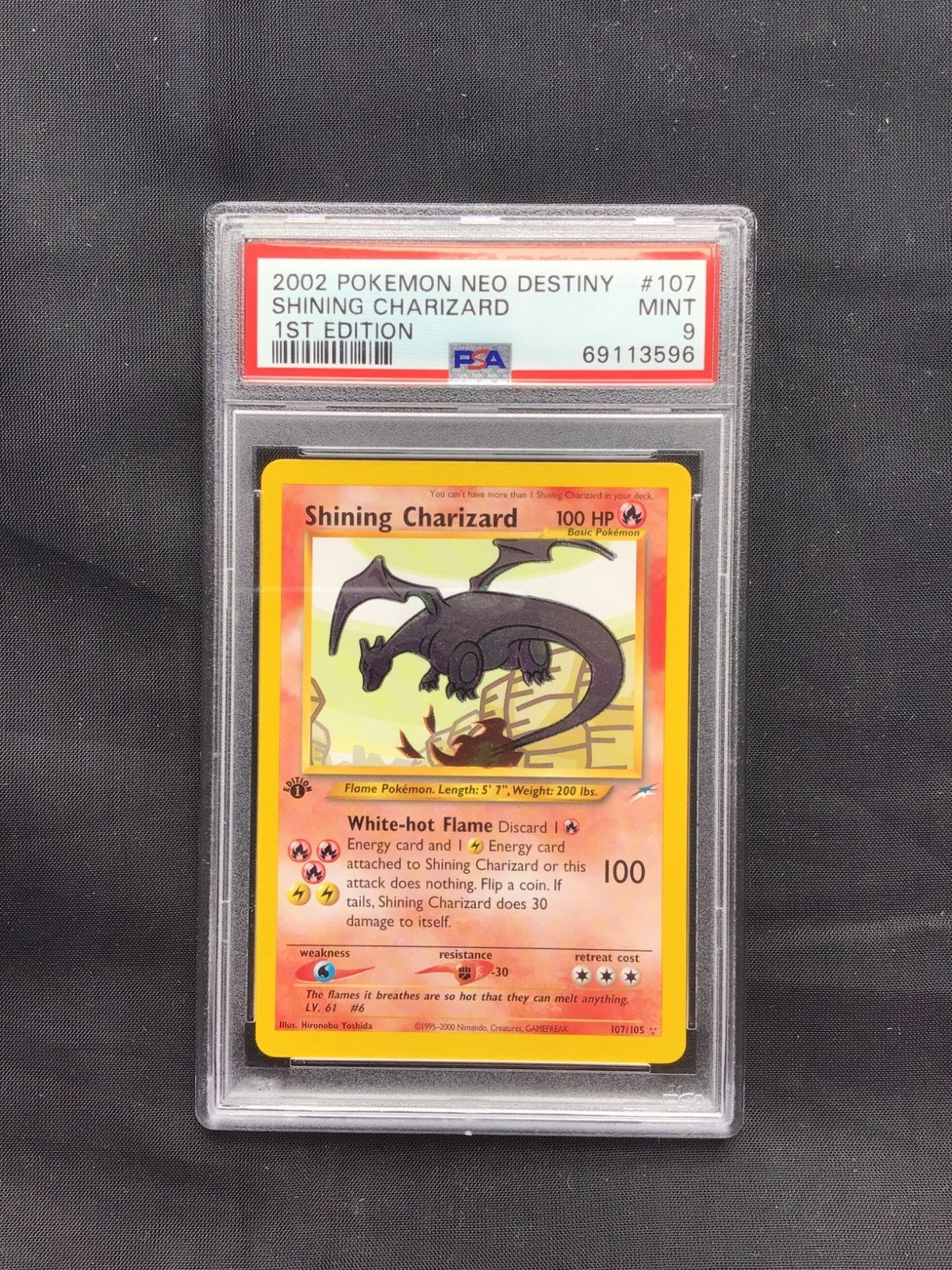 Pokemon: 1st Edition Neo Destiny Rare Holo: Shining Charizard 107/105: PSA 9 – Photo 1