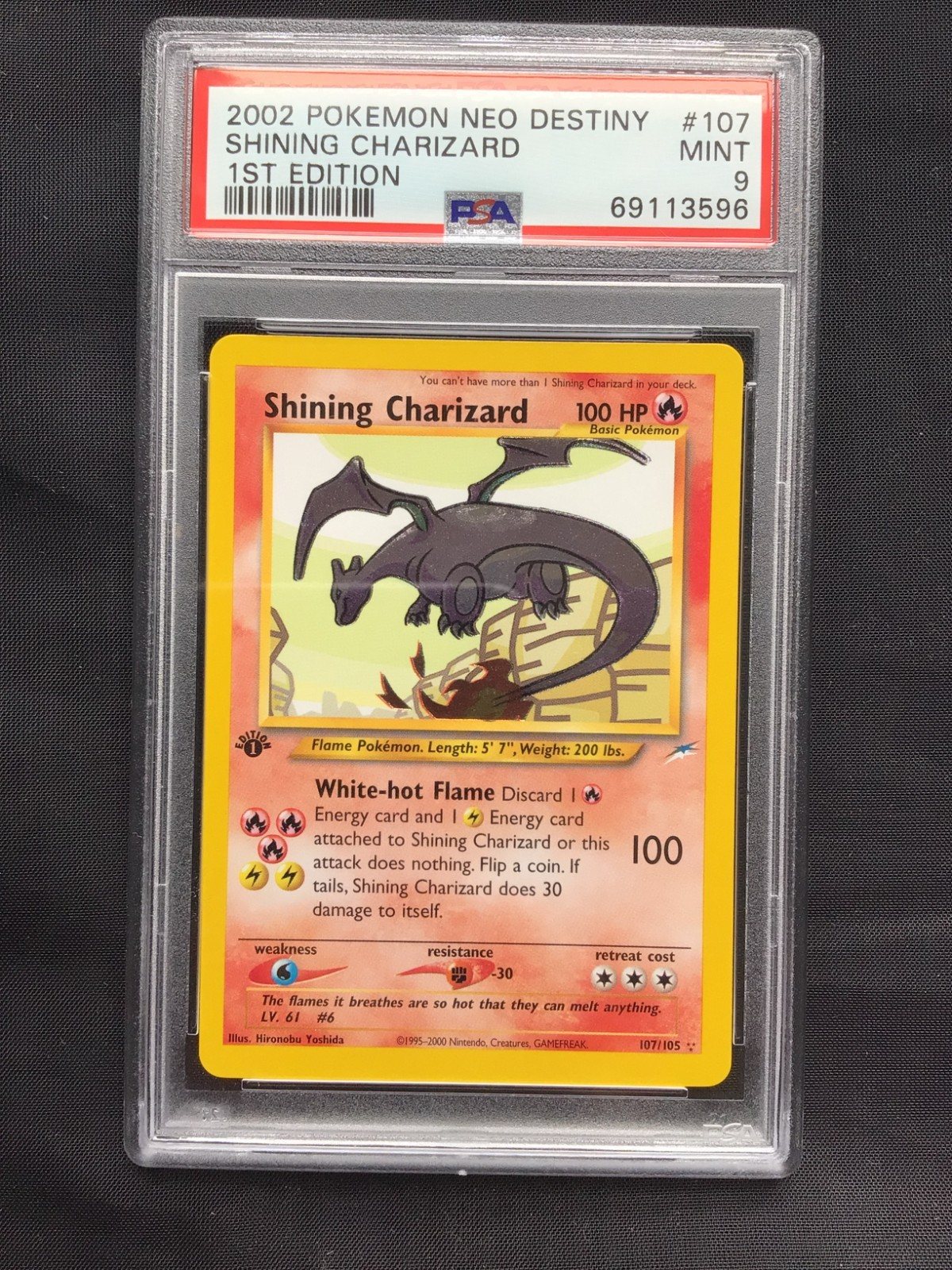 Pokemon: 1st Edition Neo Destiny Rare Holo: Shining Charizard 107/105: PSA 9 – Photo 2