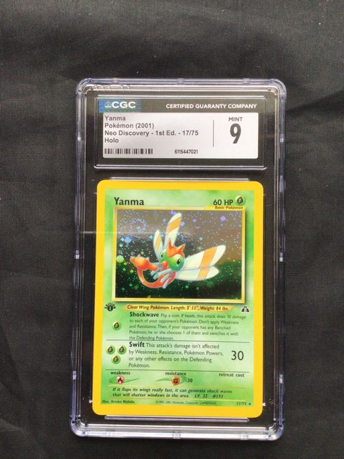 Pokemon Cards: Neo Discovery 1st Edition Rare Holo: Yanma 17/75 CGC 9