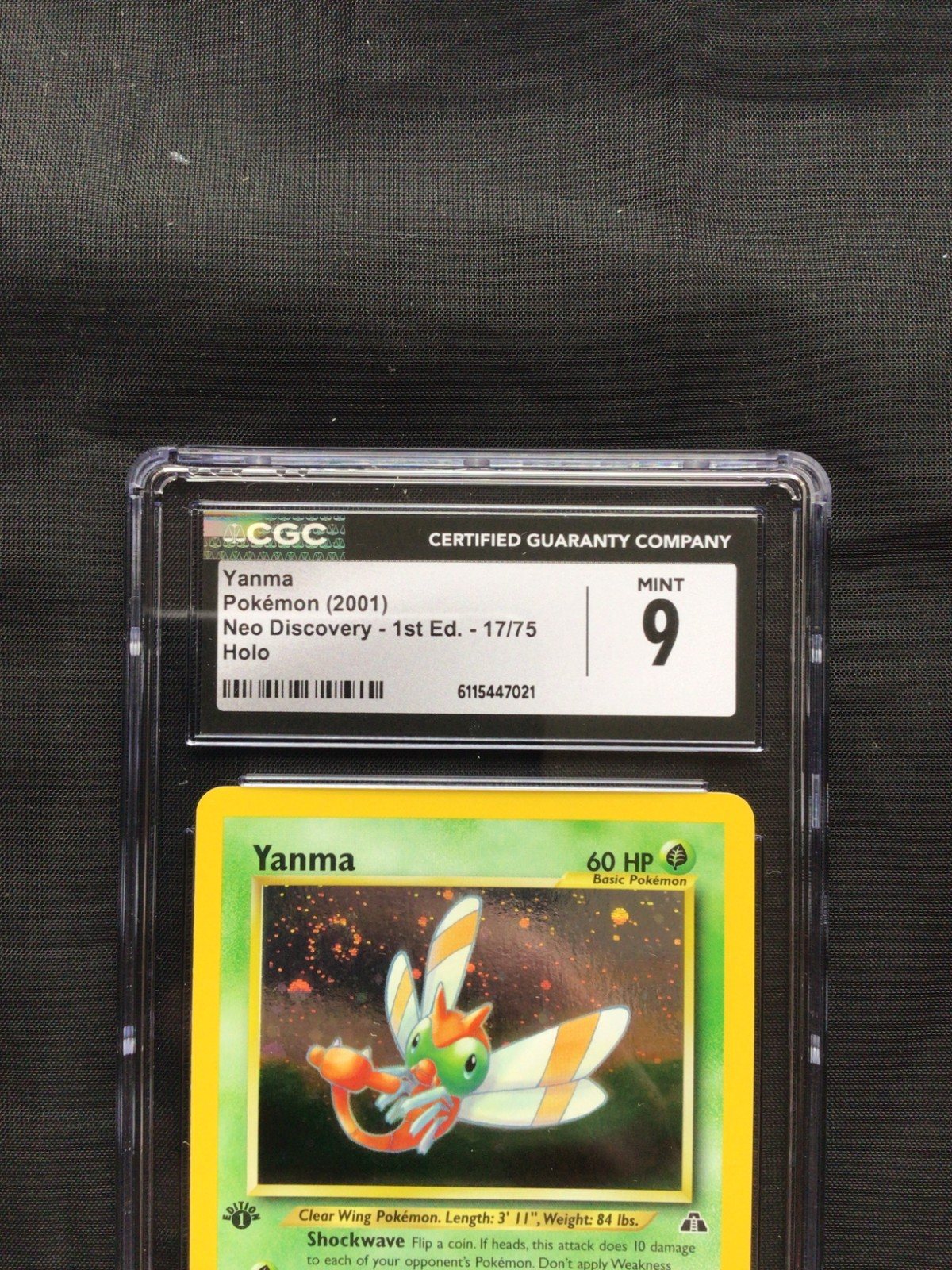 Pokemon Cards: Neo Discovery 1st Edition Rare Holo: Yanma 17/75 CGC 9 – Photo 3