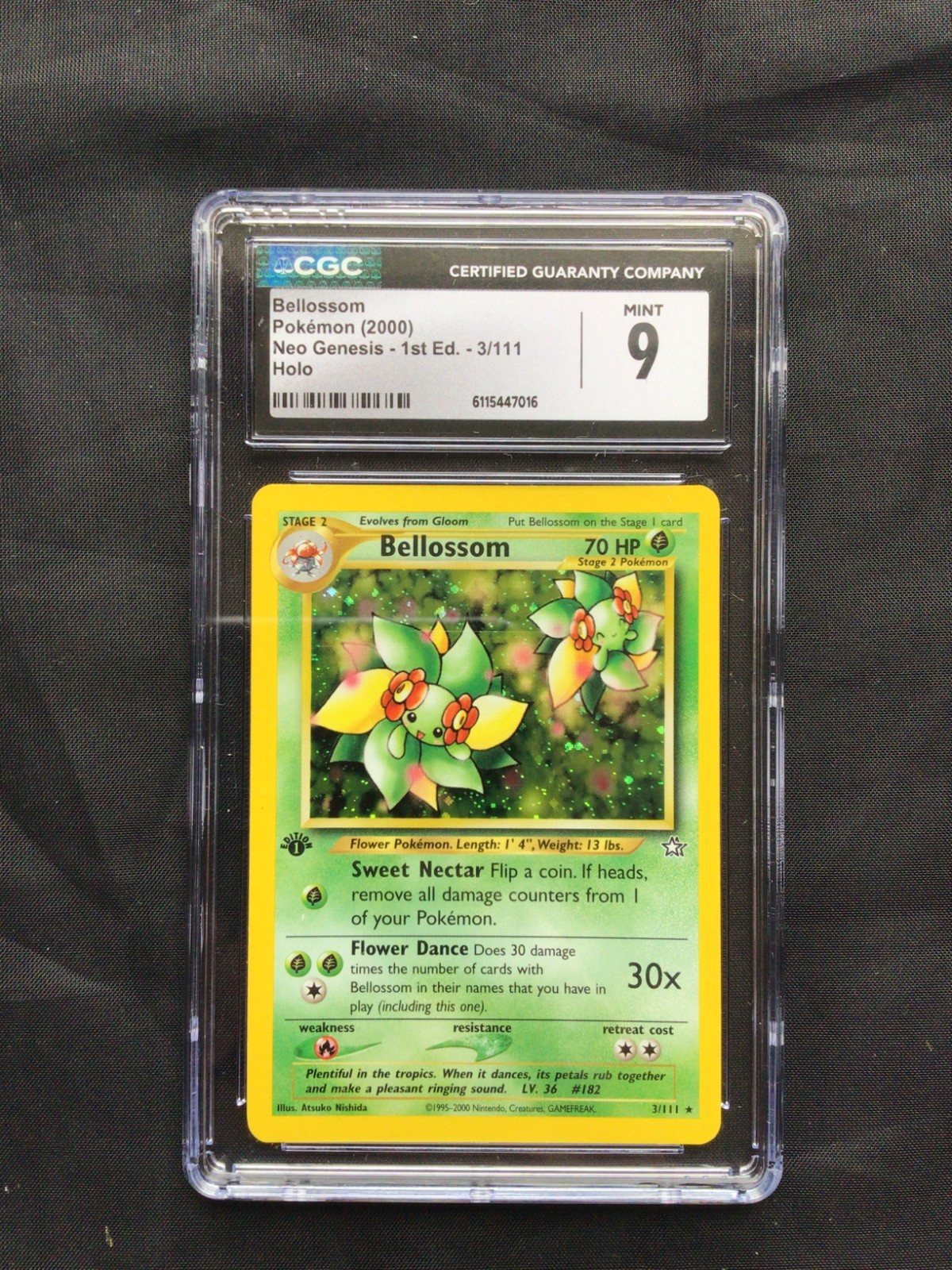 Pokemon Cards: Neo Genesis 1st Edition Rare Holo: Bellossom 3/111 CGC 9 – Photo 1