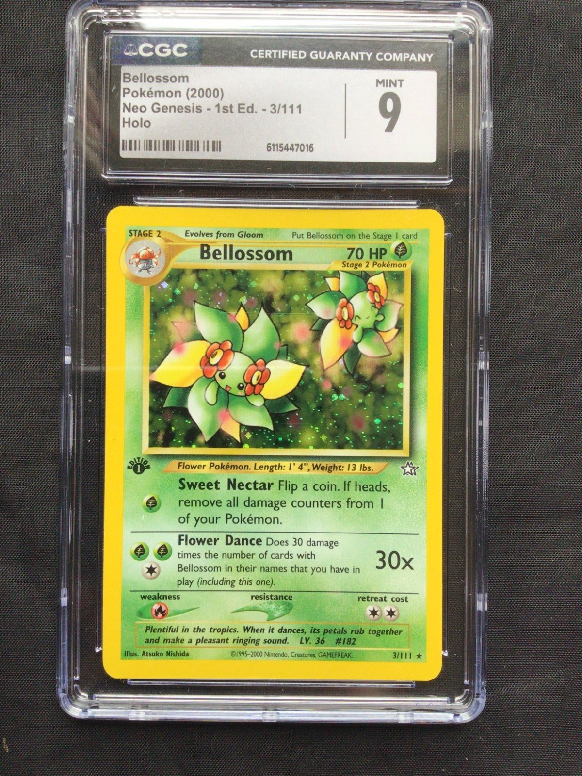 Pokemon Cards: Neo Genesis 1st Edition Rare Holo: Bellossom 3/111 CGC 9 – Photo 2