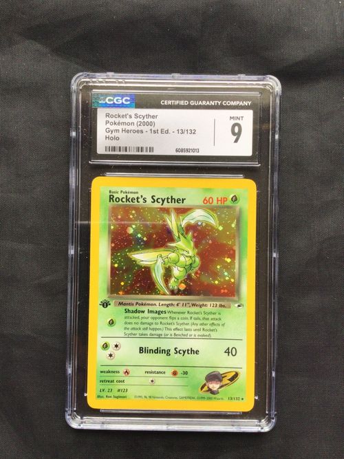 Pokemon: Gym Heroes 1st Edition Rare Holo: Rocket's Scyther 13/132 CGC 9