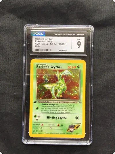 Pokemon: Gym Heroes 1st Edition Rare Holo: Rocket's Scyther 13/132 CGC 9